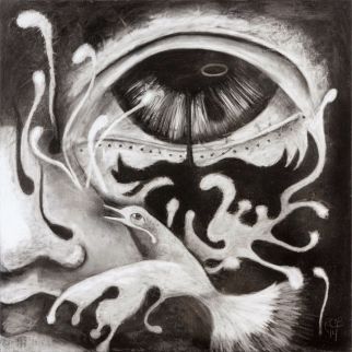 by Ruth Chase Transition Charcoal on Wood 20x20 inches 2014