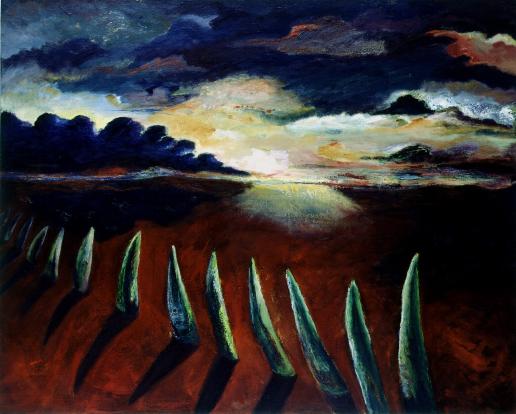 Field of grass, Landscape painting with words, Large landscape painting, landscape painting in oil, oil on canvas landscape