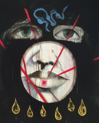 Holloween painting, scary portrait painting, oil on canvas portrait