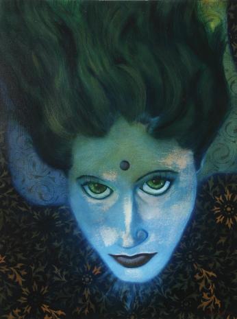 Shanti Nilaya Painting, portrait of Shanti Nilaya, portrait about death and dying, art about spirit, art about transition, oil on canvas portrait